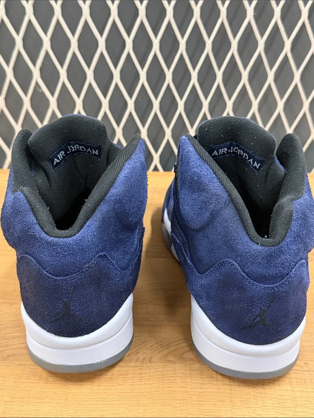 Jordan Navy Blue Suede High-Top Sneakers with White Midsole